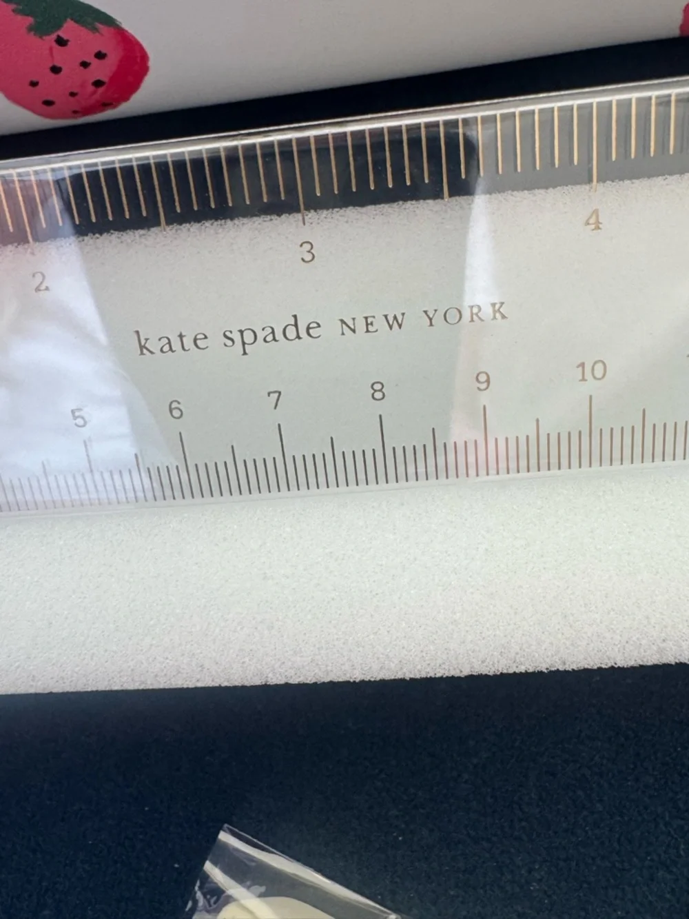 kate spade White Strawberry Print Pencil case/case w/eraser, ruler& sharpener🍓